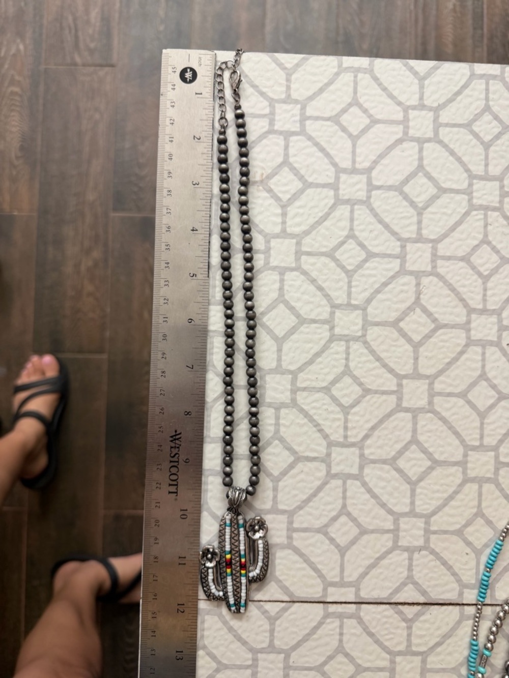 Silver Cactus Pendant Beaded Necklace - Women - Picture 3 of 3